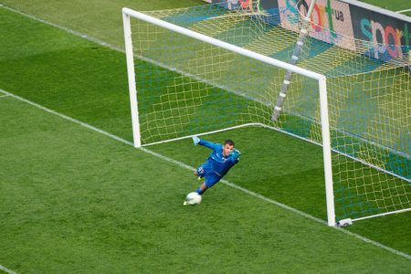 KHARKIV, UKRAINE - MAY 16, 2021: The football match of PFL Metalist 1925 vs Veresのeditorial素材