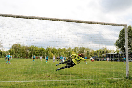 KHARKIV, UKRAINE - MAY 19, 2021: Karina Govorunova. The football match of Ukrainian Cup Zhitlobud-1...