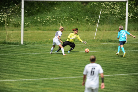 KHARKIV, UKRAINE - MAY 19, 2021: The football match of Ukrainian Cup Zhitlobud-1 - Mariupol without fans.のeditorial素材