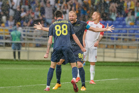 Kharkiv, Ukraine - May 29, 2021: The football match of Ukrainian PFL FC Metal vs Krivbassのeditorial素材