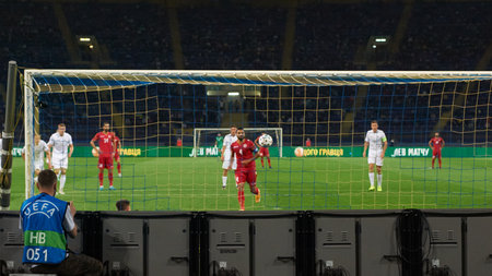 Kharkiv, Ukraine - May 23, 2021: The football friendly match Ukraine vs Bahrainのeditorial素材