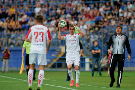 Kharkiv, Ukraine - May 29, 2021: The football match of Ukrainian PFL FC Metal vs Krivbassのeditorial素材
