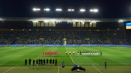 Kharkiv, Ukraine - May 23, 2021: The football friendly match Ukraine vs Bahrainのeditorial素材