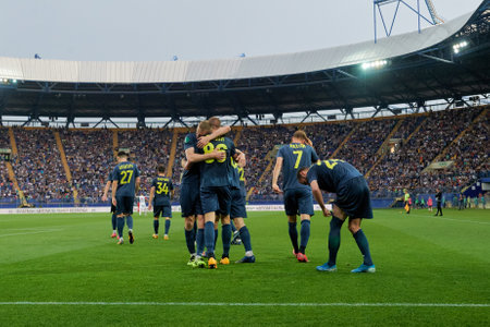 Kharkiv, Ukraine - May 29, 2021: The football match of Ukrainian PFL FC Metal vs Krivbassのeditorial素材