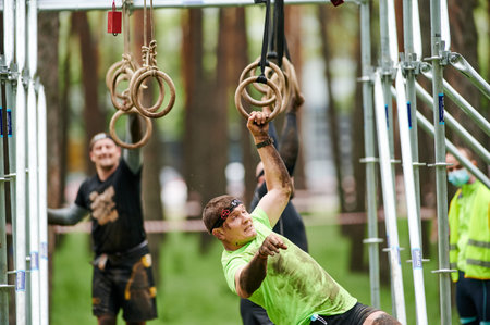Kharkiv, Ukraine - June 5, 2021: Traditional Sports Races of Nation.のeditorial素材