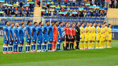 KYIV, UKRAINE - JUNE 07, 2021: The football match Ukraine vs Cyprusのeditorial素材
