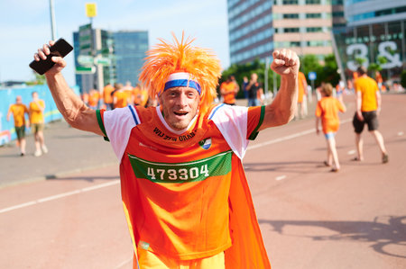 AMSTERDAM, NETHERLANDS - JUNE 17, 2021: FANS of EURO 2020.のeditorial素材