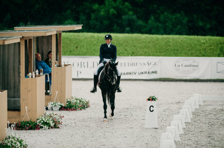 Kharkiv, Ukraine - June 11, 2021: The Equestrian FEI Dressage World Cup Kharkiv 2021のeditorial素材