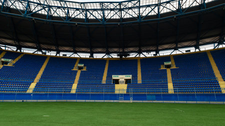 KHARKIV, UKRAINE - MAY 27, 2021: The football stadium OSK Metallistのeditorial素材