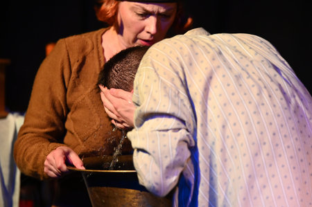 KHARKIV, UKRAINE - JUNE 27, 2021: Theater Post Scriptum. The night of the gelver