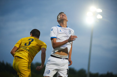Kharkiv, Ukraine - August 5, 2021: The football match of UPL championship U19 Metallist 1925 vs Chornomorecのeditorial素材