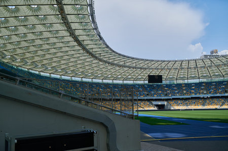 KYIV, UKRAINE - JULY 17, 2021: NSC Olympic. The football stadiumのeditorial素材