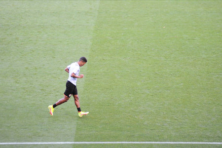 KHARKIV, UKRAINE - AUGUST 24, 2021: midfielder Pedrihno attends the training before the UEFA Champions League game against Monaco at Metalist stadium in Kharkivのeditorial素材
