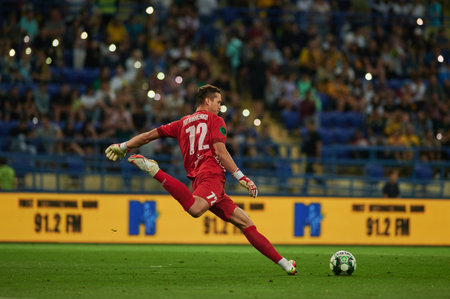 KHARKIV, UKRAINE - AUGUST 22, 2021: FC The football match Metallist vs Obolonのeditorial素材