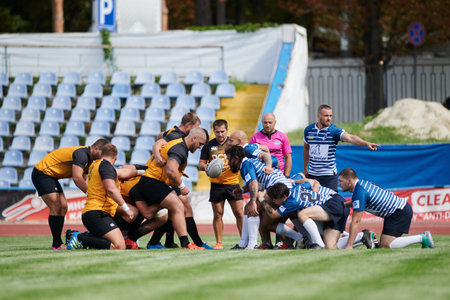 KHARKIV, UKRAINE - SEPTEMBER 4, 2021: The rugby match of Ukrainian Championship RC Olymp vs...