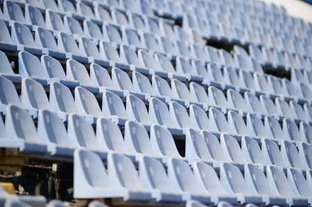 Stadium. Old blue seats.