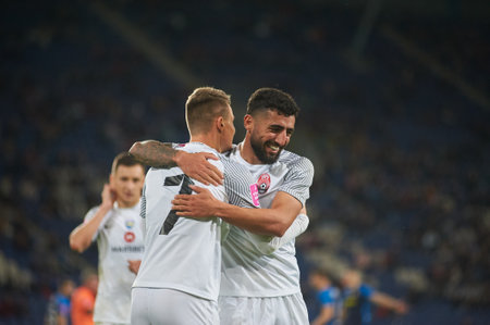 DNIPRO, UKRAINE - SEPTEMBER 26, 2021: Vladyslav Kocherhin. The football match of Ukrainian Premiere League FC Dnipro vs FC Zoryaのeditorial素材