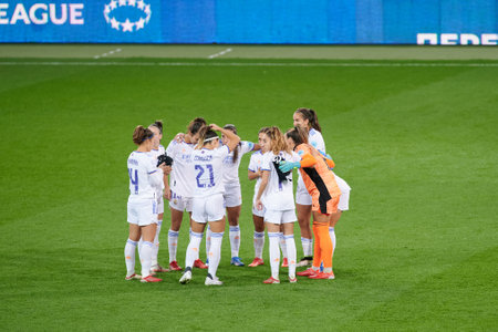 KHARKIV, UKRAINE - OCTOBER 6, 2021: The UEFA Women Champions League match between FC Kharkiv vs FC Real Madridのeditorial素材