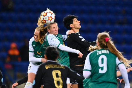 KHARKIV, UKRAINE - NOVEMBER 9, 2021: the match Women Champions League WFC Kharkiv vs WFC Breidablikのeditorial素材