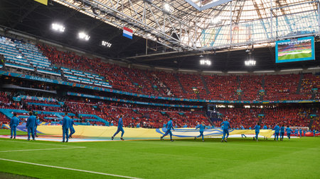 AMSTERDAM, NETHERLANDS - JUNE 13, 2021: Amsterdam Arena of Johan Cruijff EURO 2020. The football match Ukraine vs Netherlandsのeditorial素材