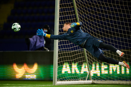 KHARKIV, UKRAINE - NOVEMBER 13, 2021: Oleksandr Rybka. The football match of Ukrainian PFL FC Metalist vs Prykarpattyaのeditorial素材