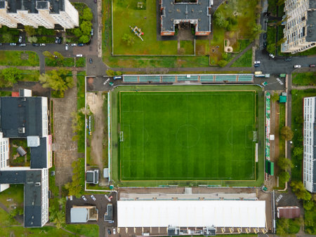 KYIV, UKRAINE - NOVEMBER 7:  Areal view. Obolon stadium before match Metalist 1925 vs Obolonのeditorial素材