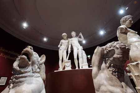 Dresden, Germany - June 19, 2021: Inside of Zwinger palace museum. Gallery of masters. Sculptures are known all over the world.のeditorial素材