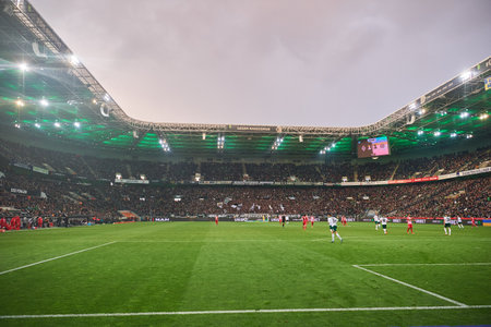 MOENCHENGLADBACH, GERMANY - APRIL 3, 2022: Football match of Bundesliga Borussia Moenchengladbach vs Mainzのeditorial素材