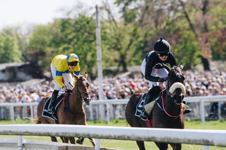 GERMANY, COLOGNE - APRIL 18, 2022: Horseracing FC-Renntag - Carl Jaspers Preis during sunny weather.