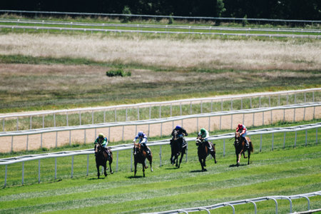 COLOGNE, GERMANY - JUNE 16, 2022: : Horseracing Feiertags-Renntag â JubilÃ¤umspreis during sunny weather.のeditorial素材