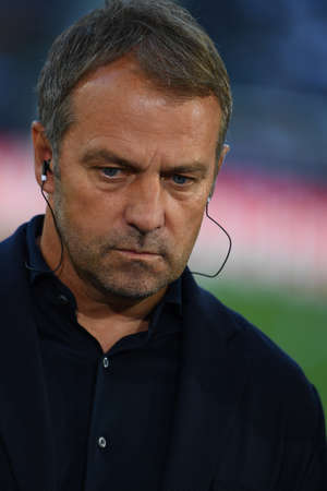 MOENCHENGLADBACH, GERMANY - JUNE 13, 2022: Head coach Hansi Flick. The football match of UEFA Nations League 2023 between Germany vs Italyのeditorial素材