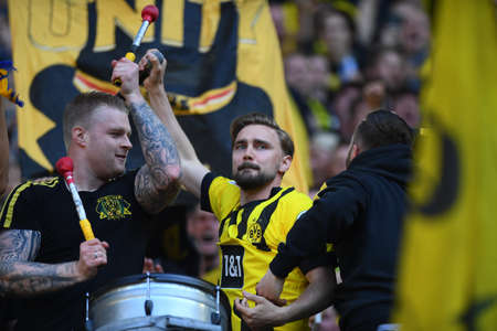 DORTMUND, GERMANY - MAY 14 2022: Marcel Schmelzer AND FANS. The match of Bundesliga Borussia Dortmund vs Hertha Berlin at Signal Iduna Parkのeditorial素材