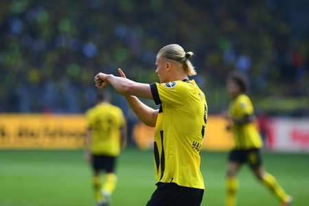 DORTMUND, GERMANY - MAY 14 2022: Erling Haaland. The match of Bundesliga Borussia Dortmund vs Herta Berlin at Signal Iduna Parkのeditorial素材