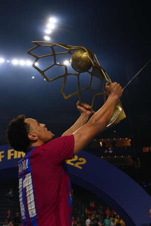 COLOGNE, GERMANY - JUNE 19, 2022: 41  Youssef Benali. Barcelona celebrating won in the EHF FINAL4 Men Barca - Lomza Vive Kielceのeditorial素材
