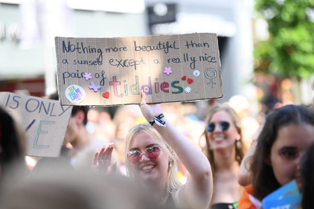 COLOGNE, GERMANY - 3 JULY 2022: Participant of Street Parade of the Christopher Street Day (CSD),...