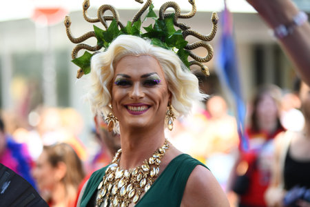 COLOGNE, GERMANY - 3 JULY 2022: Participant of Street Parade of the Christopher Street Day (CSD),...