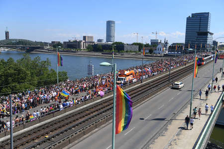 COLOGNE, GERMANY - 3 JULY 2022: Street Parade of the Christopher Street Day (CSD), Gay Pride. LGBTのeditorial素材