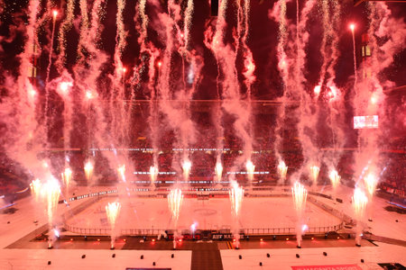 COLOGNE, GERMANY - DECEMBER 3, 2022:  Rhein-Energie Stadion. Winter Game. Hockey match DEL Koelner Haie - Adler Mannheimのeditorial素材