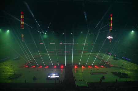 COLOGNE, GERMANY - DECEMBER 3, 2022:  Rhein-Energie Stadion. Winter Game. Hockey match DEL Koelner Haie - Adler Mannheimのeditorial素材