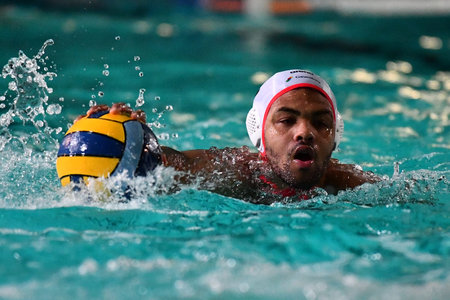DUISBURG, GERMANY - 07 DECEMBER 2022: Waterpolo match of 1. Bundesliga Vorrunde A ASC Duisburg vs Wfr. Spandau 04のeditorial素材