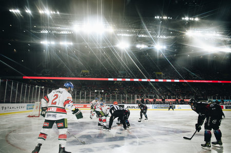 COLOGNE, GERMANY - JANUARY 08, 2023:  Hockey match DEL Koelner Haie - Augrsburger Panterのeditorial素材