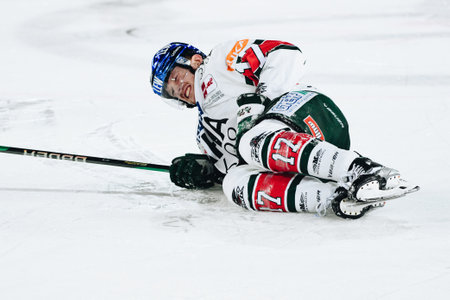 COLOGNE, GERMANY - JANUARY 08, 2023: RYAN KUFFNER. Hockey match DEL Koelner Haie - Augrsburger Panterのeditorial素材