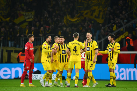 LEVERKUSEN, GERMANY - 29.01.23: The Bundesliga match FC Bayer 04 Leverkusen vs Borussia Dortmund at BayArenaのeditorial素材