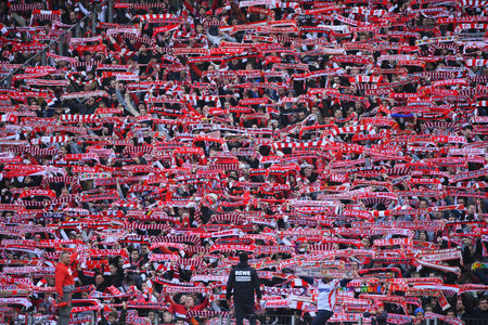 COLOGNE, GERMANY - 04.02.23: The match of 1. Bundesliga 1.FC Koeln vs RB Leipzig at RHEIN ENERGIE STADIONのeditorial素材