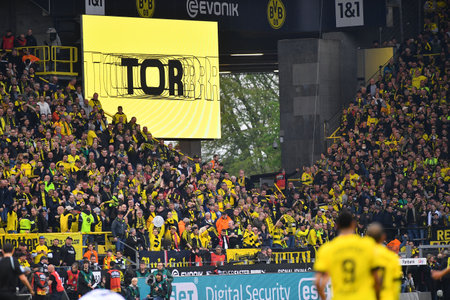 GERMANY, DORTMUND - APRIL 22, 2023: The match of Bundesliga Borussia Dortmund vs Eintracht at Signal Iduna Park at Signal Iduna Parkのeditorial素材