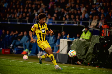 BOCHUM, GERMANY - APRIL 28, 2023: Karim Adeyemi. The football match of Bundesliga VfL Bochum 1848 vs Borussia Dortmund at Vonovia Ruhr Stadionのeditorial素材