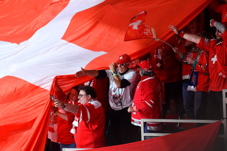 LATVIA, RIGA - 18.05.23: Game Switzerland vs Slovakia. IIHF 2023 Ice Hockey World Championship at Arena Rigaのeditorial素材