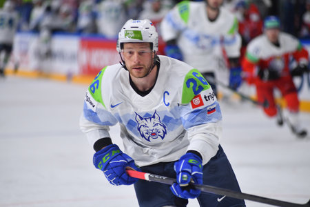 LATVIA, RIGA - 18.05.23: URBAS Jan. Game Czech Republic vs Slovenia. IIHF 2023 Ice Hockey World Championship at Arena Rigaのeditorial素材
