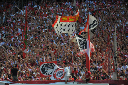 COLOGNE, GERMANY - 27 May, 2023: The football match of Bundesliga 1. FC Koeln vs FC Bayern Munich. at Rhein Energie Stadionのeditorial素材