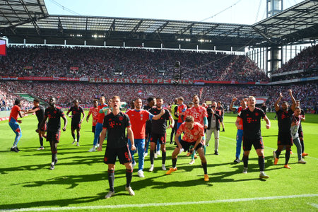 COLOGNE, GERMANY - 27 May, 2023: Bayern Championes. The football match of Bundesliga 1. FC Koeln vs FC Bayern Munich. at Rhein Energie Stadionのeditorial素材
